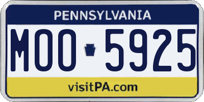 PA license plate MOO5925