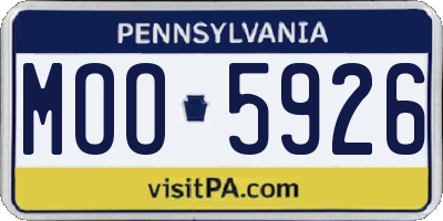 PA license plate MOO5926