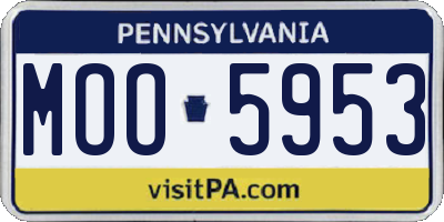 PA license plate MOO5953