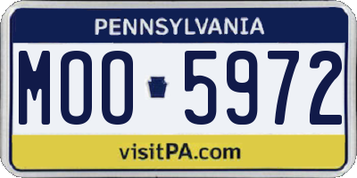 PA license plate MOO5972