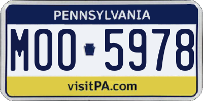 PA license plate MOO5978
