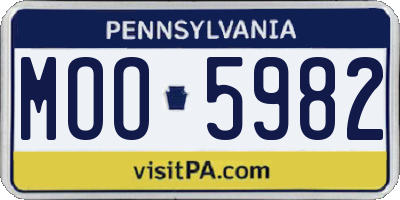 PA license plate MOO5982