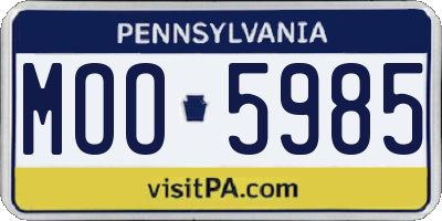PA license plate MOO5985