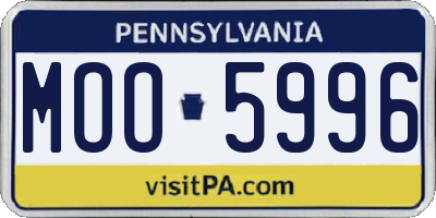 PA license plate MOO5996