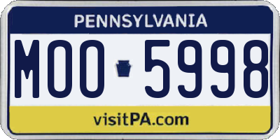 PA license plate MOO5998