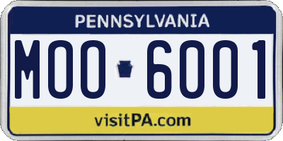 PA license plate MOO6001