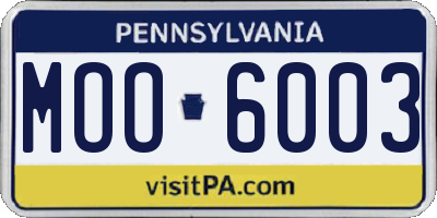 PA license plate MOO6003