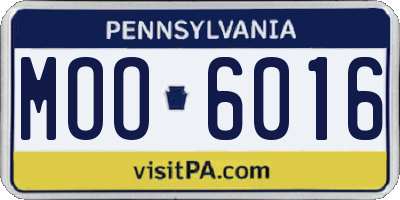 PA license plate MOO6016