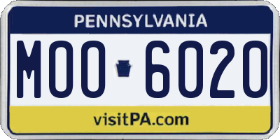 PA license plate MOO6020