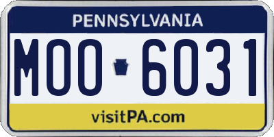 PA license plate MOO6031