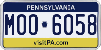 PA license plate MOO6058