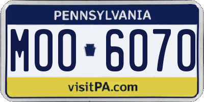 PA license plate MOO6070