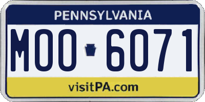 PA license plate MOO6071