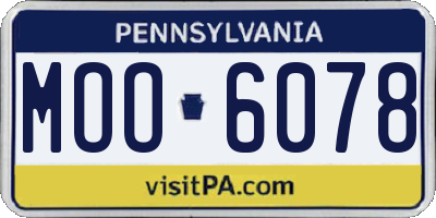 PA license plate MOO6078