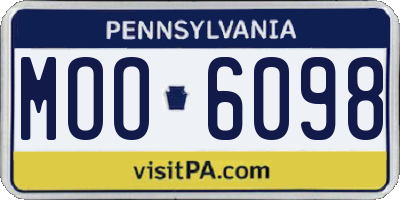 PA license plate MOO6098