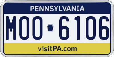 PA license plate MOO6106