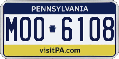 PA license plate MOO6108