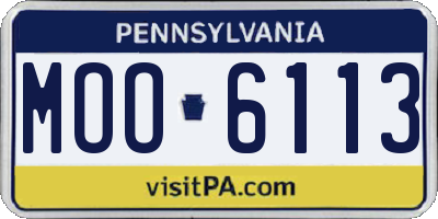 PA license plate MOO6113