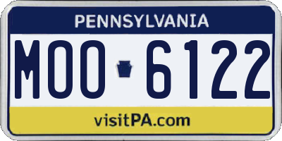 PA license plate MOO6122
