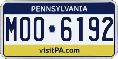 PA license plate MOO6192