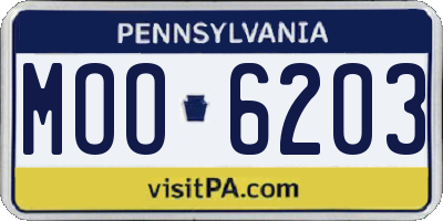 PA license plate MOO6203