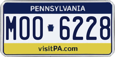 PA license plate MOO6228