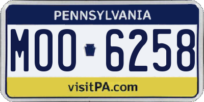 PA license plate MOO6258