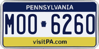 PA license plate MOO6260