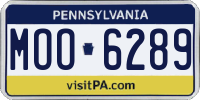 PA license plate MOO6289