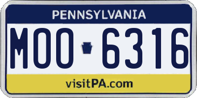 PA license plate MOO6316
