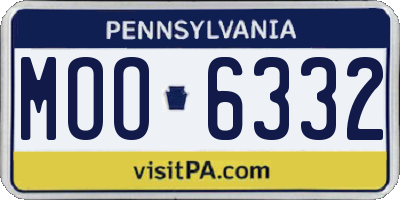 PA license plate MOO6332