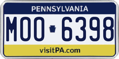 PA license plate MOO6398