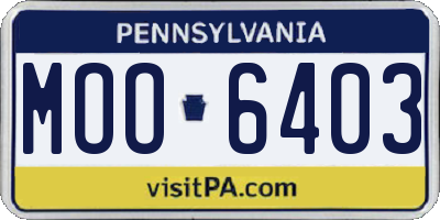 PA license plate MOO6403