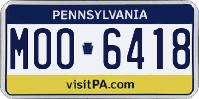 PA license plate MOO6418