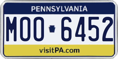 PA license plate MOO6452