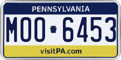 PA license plate MOO6453