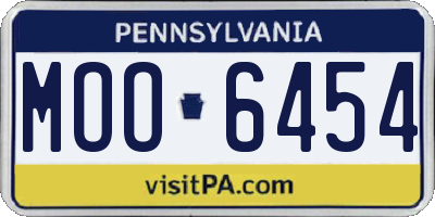 PA license plate MOO6454