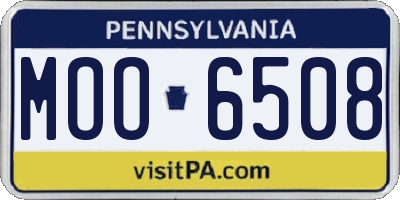 PA license plate MOO6508