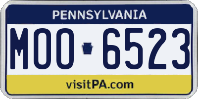 PA license plate MOO6523