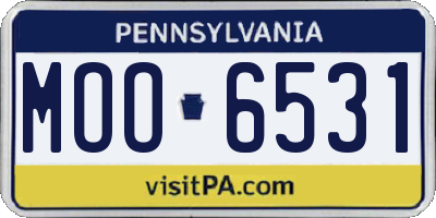 PA license plate MOO6531