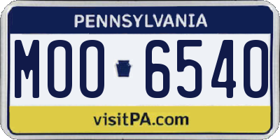 PA license plate MOO6540