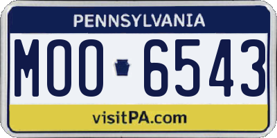 PA license plate MOO6543