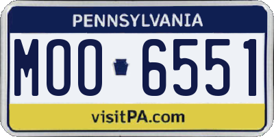 PA license plate MOO6551