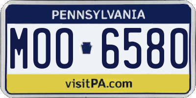 PA license plate MOO6580