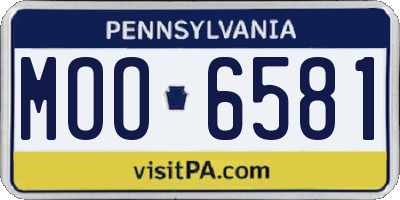 PA license plate MOO6581