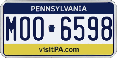PA license plate MOO6598