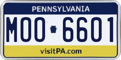 PA license plate MOO6601