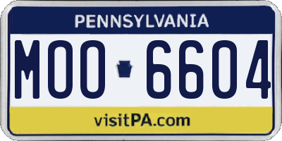 PA license plate MOO6604