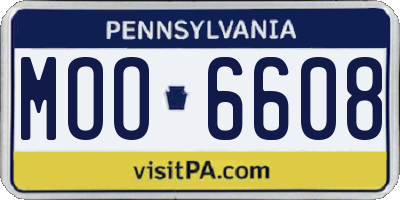 PA license plate MOO6608
