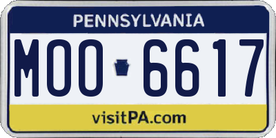PA license plate MOO6617